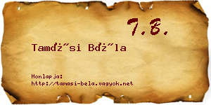 Tamási Béla névjegykártya